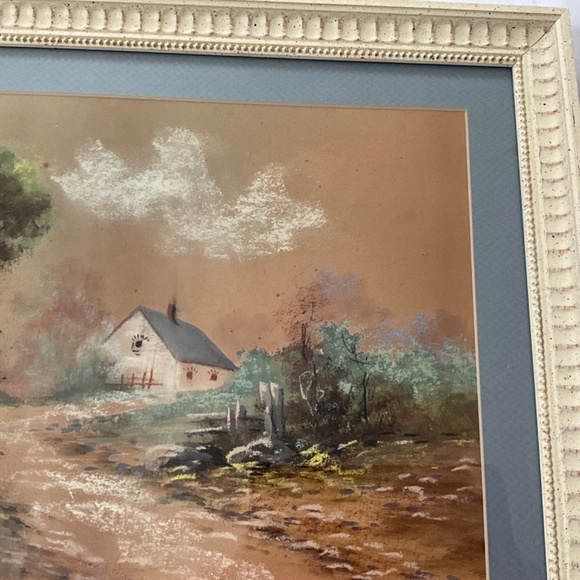 Vintage Matted & Framed Pastoral Landscape Scene - Picture 3 of 12